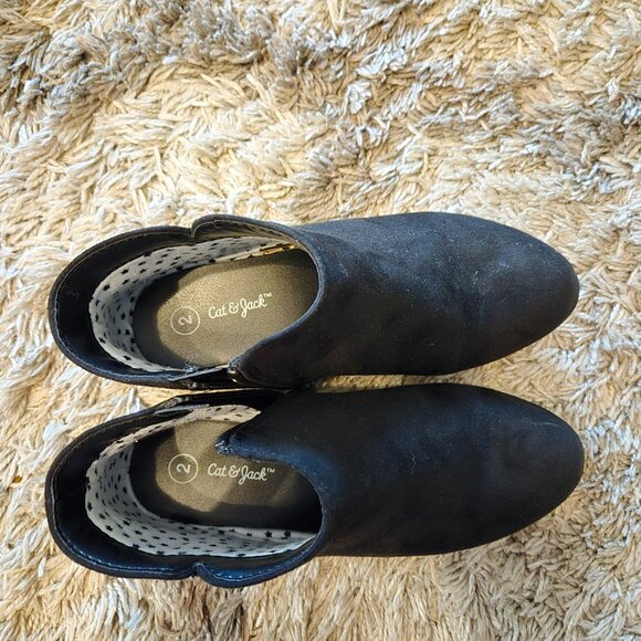 Girls Black Boots - Size 2 with Zippered Sides - Picture 2 of 2